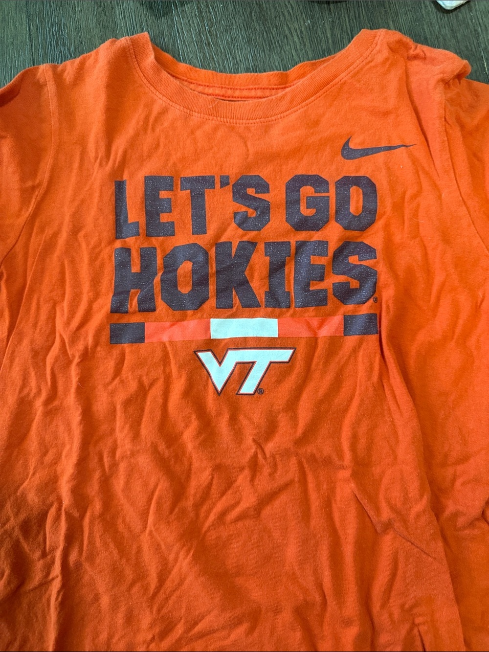 Nike Orange and Navy 'LET'S GO HOKIES' Graphic Tee